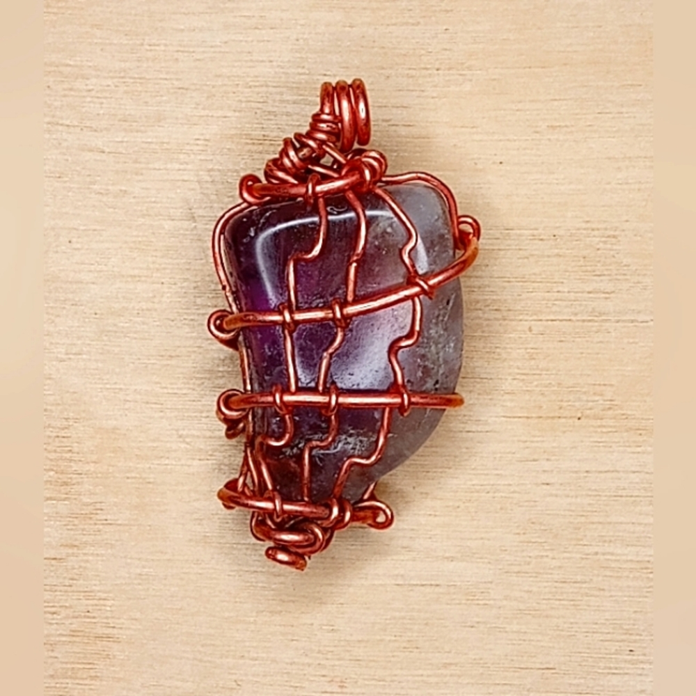 Amethyst Stone / Copper Pendant